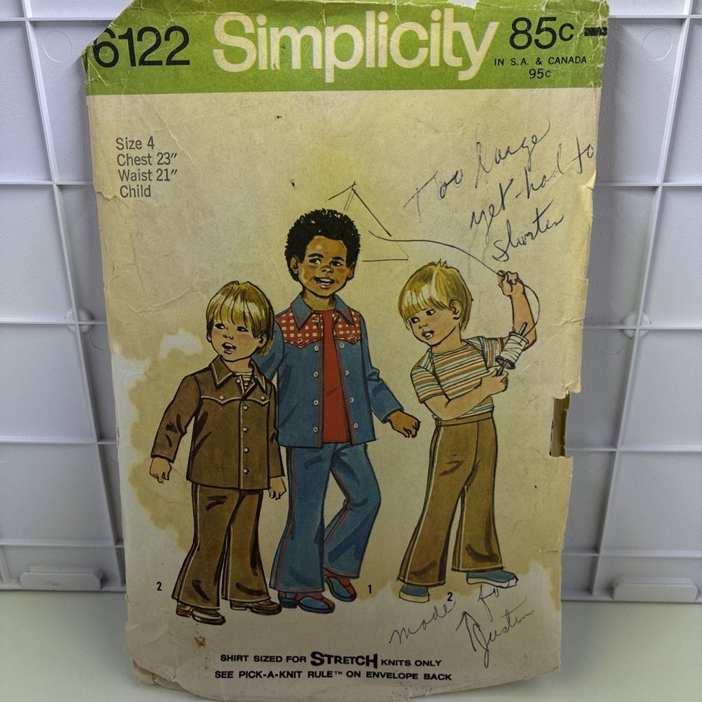 Vintage Simplicity #6122‎ Pattern for Boy's Size 4 Shirt, Unlined Jacket & Pants